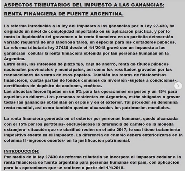 aspectos tributarios renta argentina